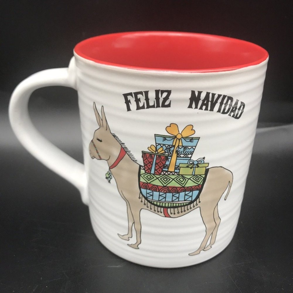 Feliz Navidad Coffee Mug Spectrum Designz 18oz Christmas Cup Donkey Burrow
